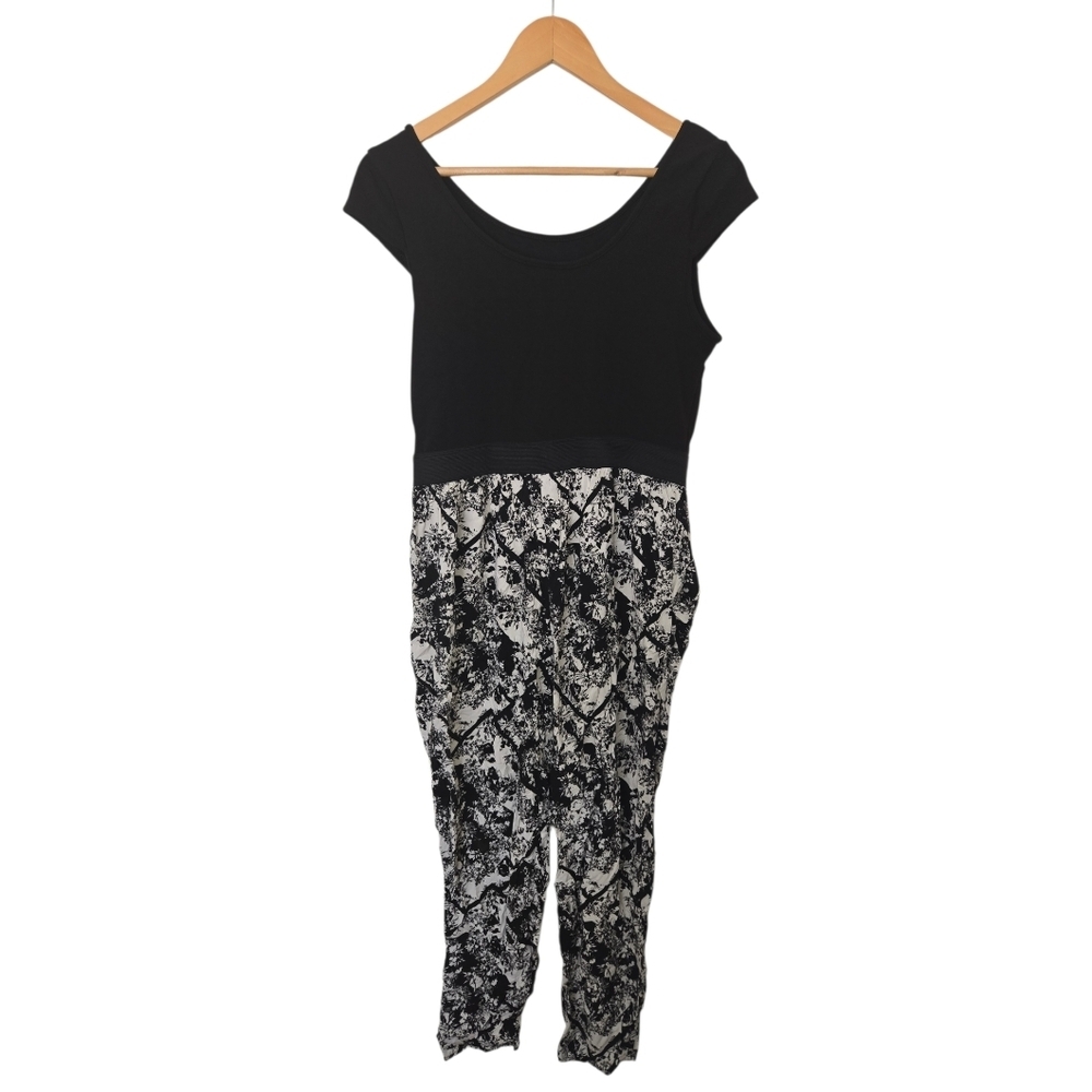 Xhilaration Black Top with White Patterned Pants Jumpsuit Size Large - Picture 4 of 6